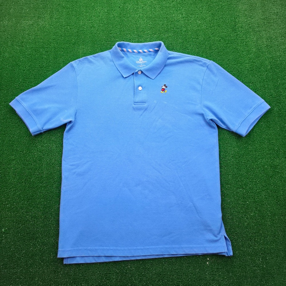 Disney Parks Mickey Mouse Polo Shirt Mens Small Blue Short Sleeve Embroidered